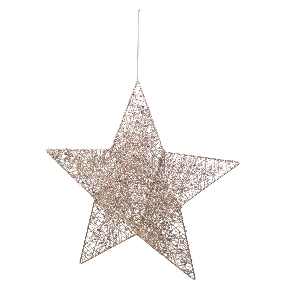 Estrela de Natal Decorativa 40cm Champanhe Flor arte